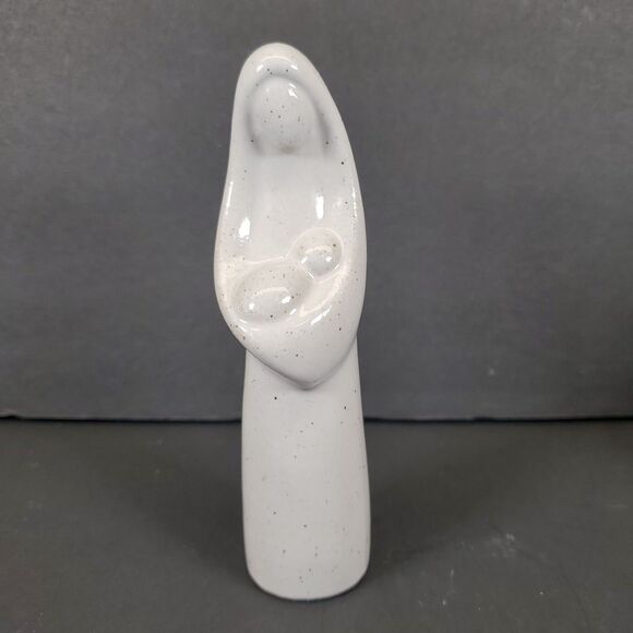 Minimalist Ceramic Nativity Set Joseph Mary Baby Jesus White Modern 6” Figures - Picture 2 of 4